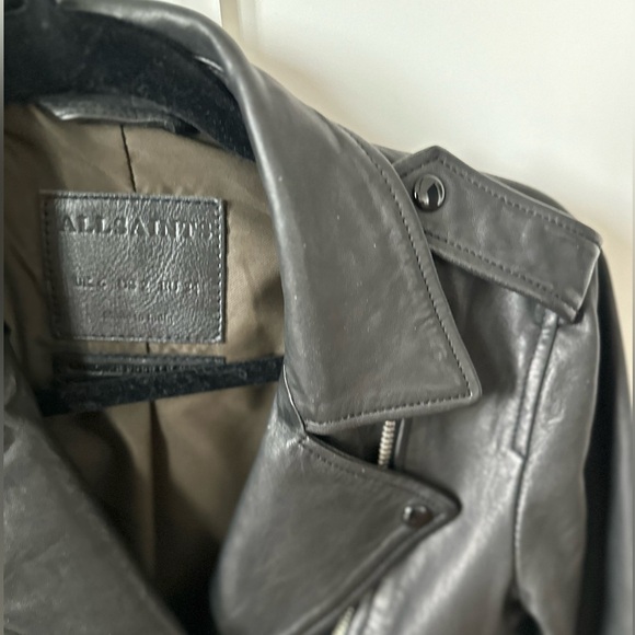 EUC Allsaints Elva leather jacket sz 2 - Picture 6 of 11